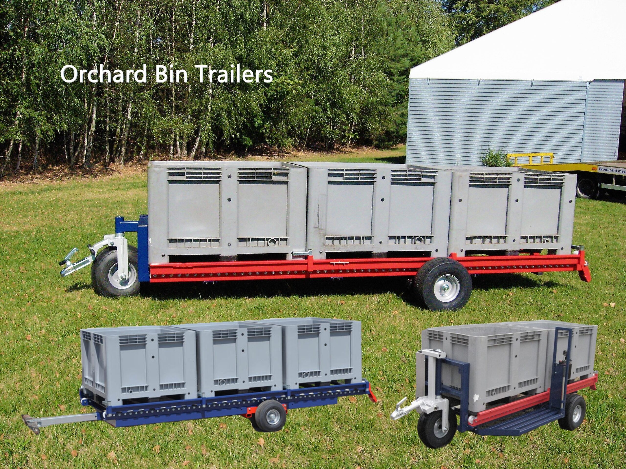 Obsterntewagen<br />
Sie sind für den Transport von Paletten Kisten und für die Arbeit mit unseren Beerenerntemaschinen geeignet.